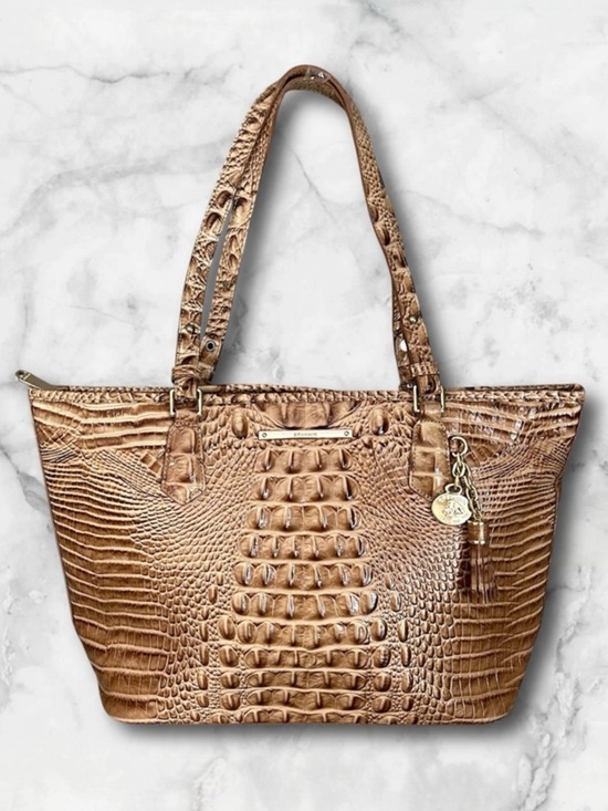 Brahmin Handbags - Brahmin Asher Melbourne Croc Leather Tote Satchel Shoulder Bag Gold Brown